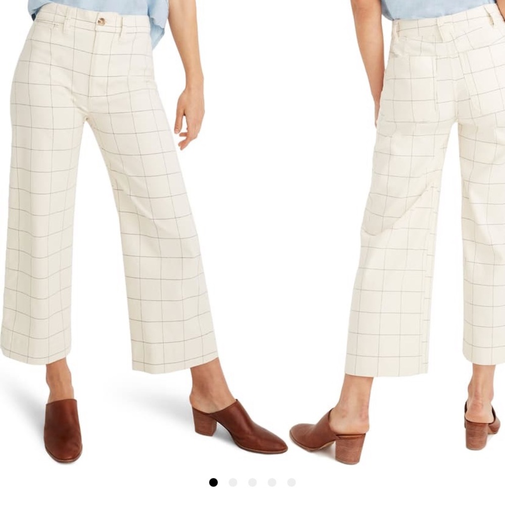 Madewell Emmett Windowpane Crop Wide Leg Pants